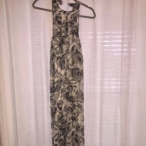Cream and black floral maxi dress